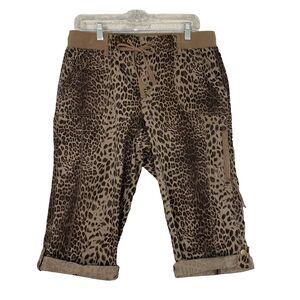 Intro Love The Fit Capri Pants Womens 12P Crop Roll‎ Tab Stretch animal print